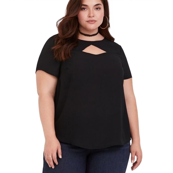 Torrid Black Cutout Georgette Blouse Size - Picture 1 of 12